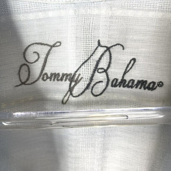 Tommy Bahama Shirt Mens Size XL 100% Linen Short Sleeve Pale Icy Blue - Picture 2 of 4